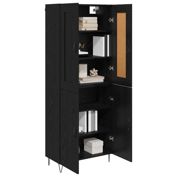 vidaXL Haut Armoire Ch&ecirc;ne noir 69,5 x 34 x 180 cm Bois d'ing&eacute;nierie