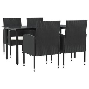 vidaXL Ensemble &agrave; manger de jardin 5 pcs noir r&eacute;sine tress&eacute;e et acier