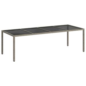 vidaXL Table de jardin gris 250x100x75 cm Verre tremp&eacute; et poly rotin