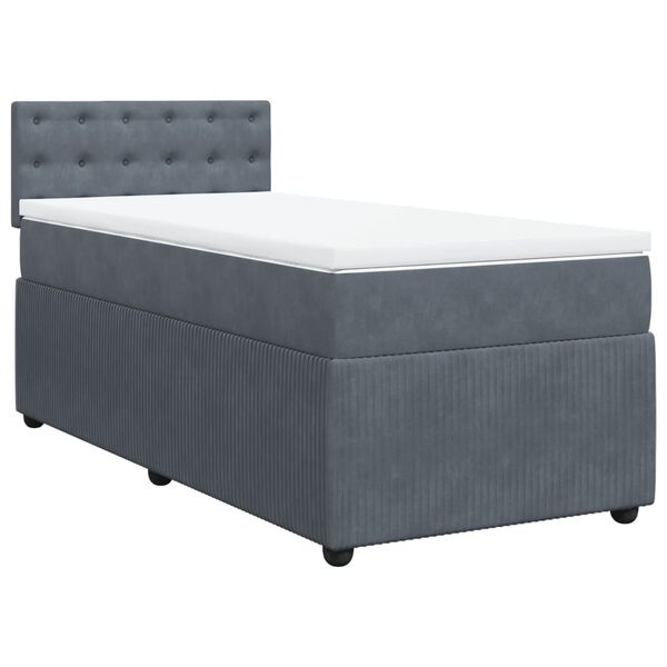 vidaXL Sommier &agrave; lattes de lit et matelas Gris fonc&eacute; 90x190 cm Velours