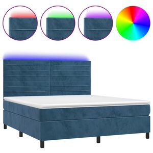 vidaXL Sommier &agrave; lattes de lit avec matelas LED Bleu fonc&eacute; 160x200 cm