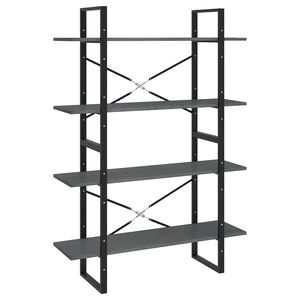 vidaXL Biblioth&egrave;que &agrave; 4 niveaux Gris 100x30x140 cm Bois de pin massif