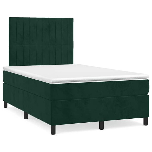 vidaXL Sommier &agrave; lattes de lit et matelas Vert fonc&eacute; 120x200cm Velours