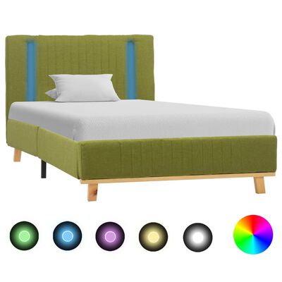 vidaXL Cadre de lit avec LED Vert Tissu 100 x 200 cm