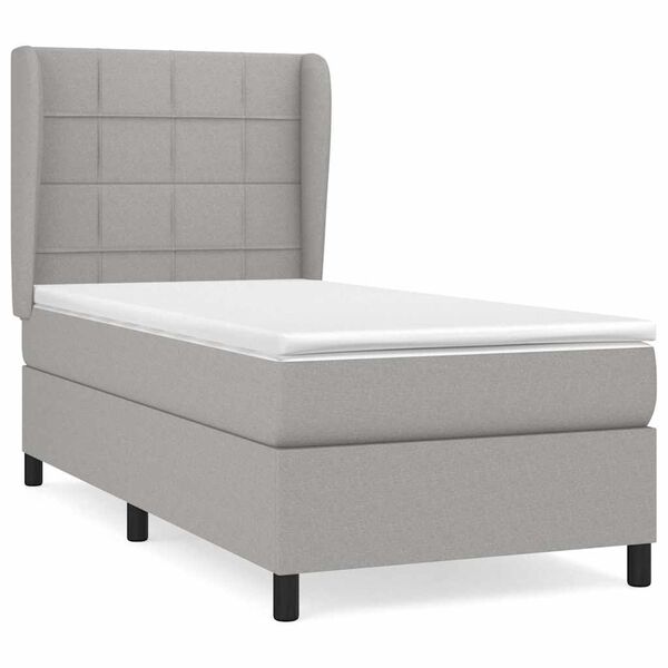 vidaXL Sommier &agrave; lattes de lit avec matelas Gris clair 80x200 cm Tissu