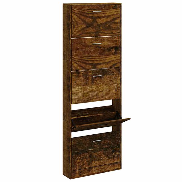 vidaXL Armoire &agrave; chaussures Ch&ecirc;ne fum&eacute; 59x17x169 cm Bois d'ing&eacute;nierie