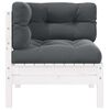 vidaXL Canapé d'angle de jardin avec coussins Blanc Bois de pin massif