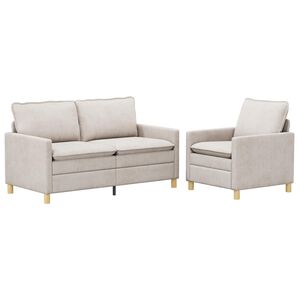 vidaXL Ensemble de Canap&eacute;s 2 pc Cr&egrave;me Polyester