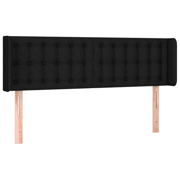 vidaXL T&ecirc;te de lit avec oreilles Noir 147x16x78/88 cm Tissu