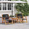 vidaXL Chaises de jardin avec table 3 pcs Noir Bois d'Acacia Massif