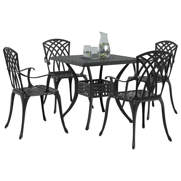 vidaXL Ensemble de tables de jardin 5 pcs Noir Aluminium coul&eacute;