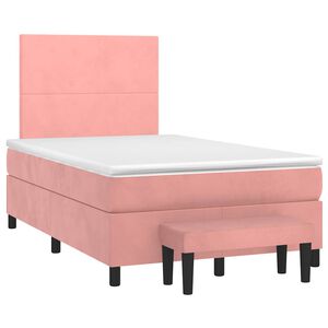 vidaXL Sommier &agrave; lattes de lit avec matelas rose 120x190 cm velours