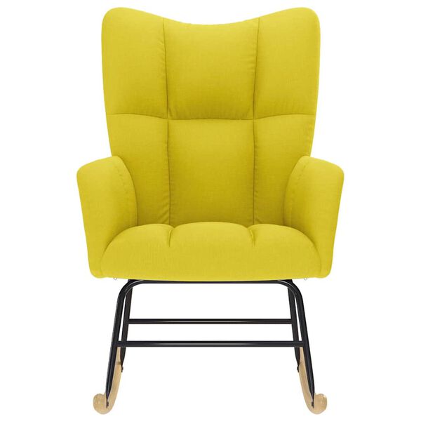 vidaXL Chaise &agrave; bascule jaune clair tissu