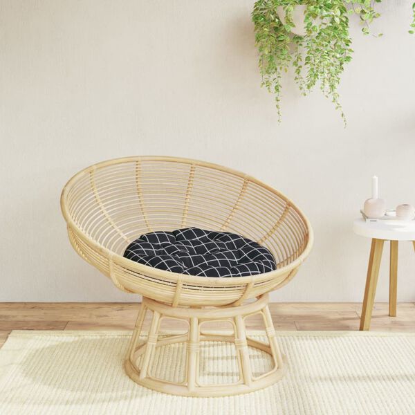 vidaXL Coussin rond motif &agrave; carreaux noir &Oslash; 60 x11 cm tissu oxford