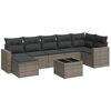 vidaXL Salon de jardin 8 pcs avec coussins gris r&eacute;sine tress&eacute;e