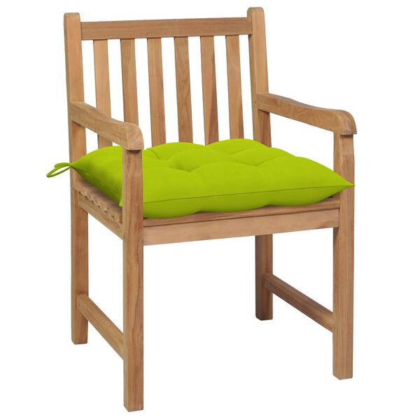 vidaXL Chaises de jardin lot de 2 avec coussins vert vif Teck massif