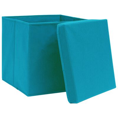 vidaXL Boîtes de rangement et couvercles 4 pcs Bleu 32x32x32 cm Tissu
