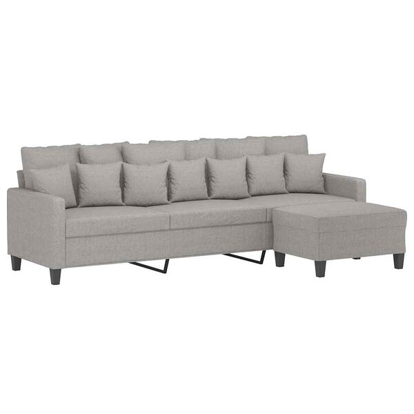 vidaXL Canap&eacute; &agrave; 3 places avec repose-pieds Gris clair 210 cm Tissu