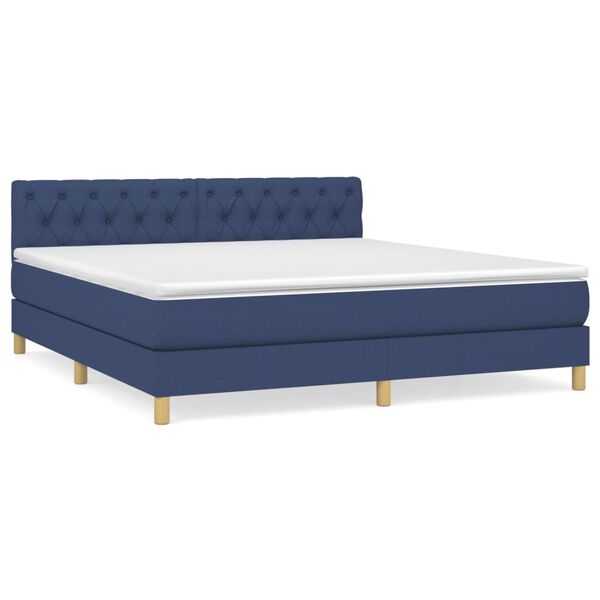vidaXL Sommier &agrave; lattes de lit avec matelas Bleu 160x200 cm Tissu