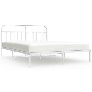 vidaXL Cadre de lit m&eacute;tal sans matelas et t&ecirc;te de lit blanc 183x213 cm