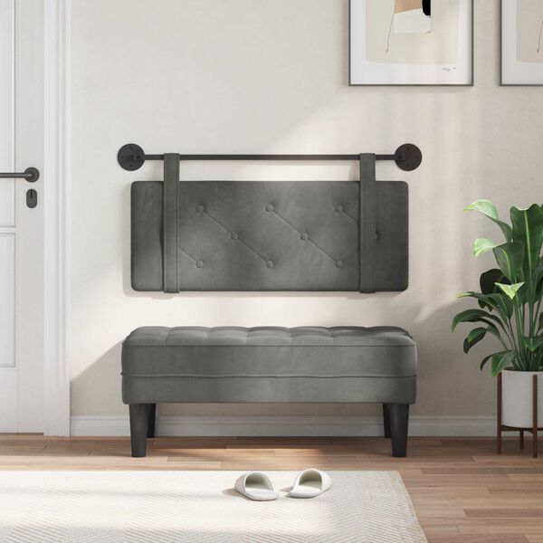 vidaXL T&ecirc;te de lit suspendue Gris fonc&eacute; 110 x 55 x 5 cm Velours