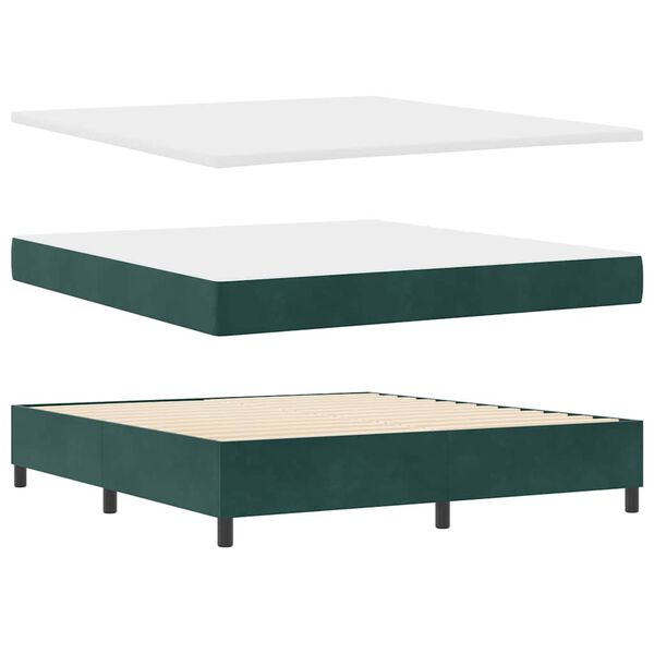 vidaXL Lit &agrave; ressorts avec matelas Vert fonc&eacute; 200 x 180 cm Polyester