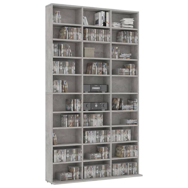 vidaXL Armoire &agrave; CD Gris b&eacute;ton 102x16x177,5 cm Bois d'ing&eacute;nierie