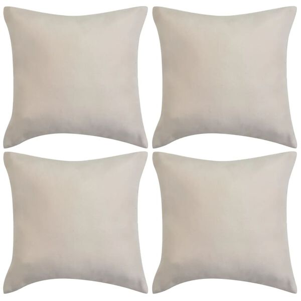 vidaXL Housse de coussin 4 pcs 80 x 80 cm Polyester Faux Daim Beige