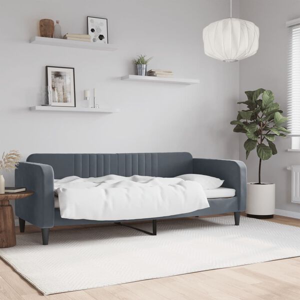 vidaXL Lit de repos gris fonc&eacute; 80x200 cm velours