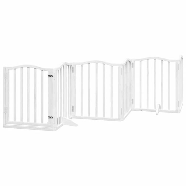 vidaXL Barrière pour chien porte pliable 9panneaux blanc bois peuplier