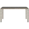 vidaXL Table de jardin dessus en verre Gris 150x90x75cm R&eacute;sine tress&eacute;e