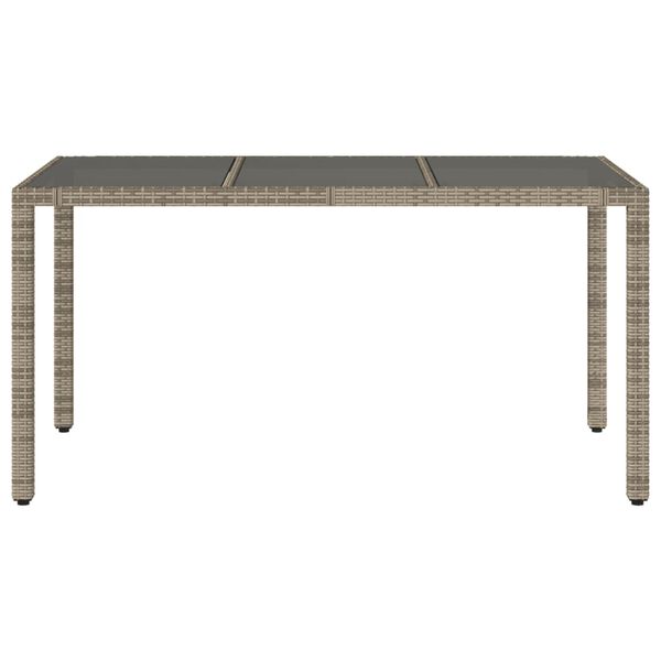 vidaXL Table de jardin dessus en verre Gris 150x90x75cm R&eacute;sine tress&eacute;e