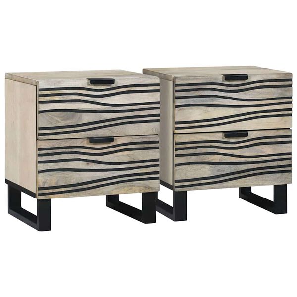 vidaXL Cabinet de chevet 2 pcs Blanc et Noir 40 x 33 x 46 cm