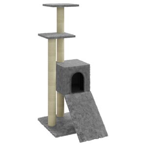 vidaXL Arbre &agrave; chat avec griffoirs en sisal Gris clair 92 cm