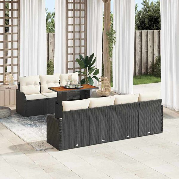 vidaXL Ensemble de canap&eacute; de jardin 8 pcs Noir Poly rotin