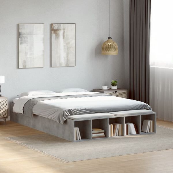 vidaXL Cadre de lit sans matelas gris béton 120x200 cm