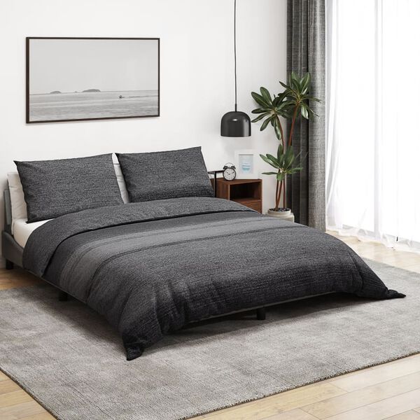 vidaXL Ensemble de housse de couette gris fonc&eacute; 200x200 cm Coton