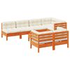 vidaXL Salon de jardin 8 pcs avec coussins marron cire bois pin massif