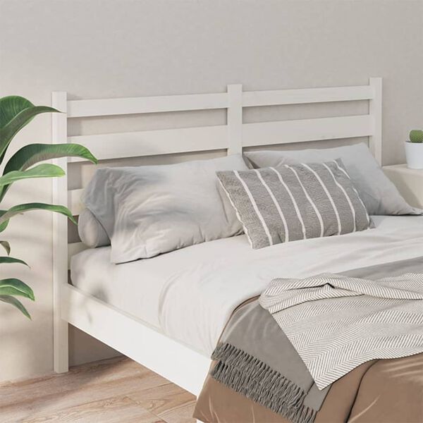 vidaXL T&ecirc;te de lit Blanc 156x4x100 cm Bois massif de pin