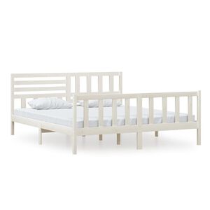 vidaXL Cadre de lit sans matelas blanc bois massif