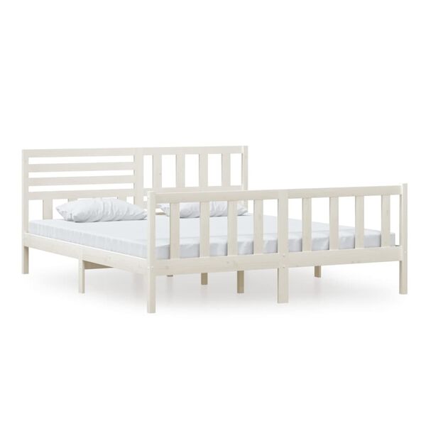 vidaXL Cadre de lit sans matelas blanc bois massif