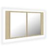 vidaXL Armoire &agrave; miroir &agrave; LED de bain Ch&ecirc;ne sonoma 80x12x45 Acrylique