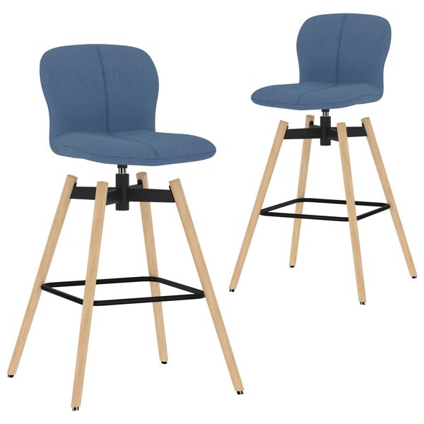 vidaXL Chaises pivotantes de bar lot de 2 bleu tissu