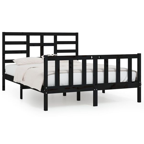 vidaXL Cadre de lit sans matelas noir 150x200 cm bois massif