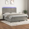 vidaXL Sommier &agrave; lattes de lit matelas et LED Gris clair 160x200 cm