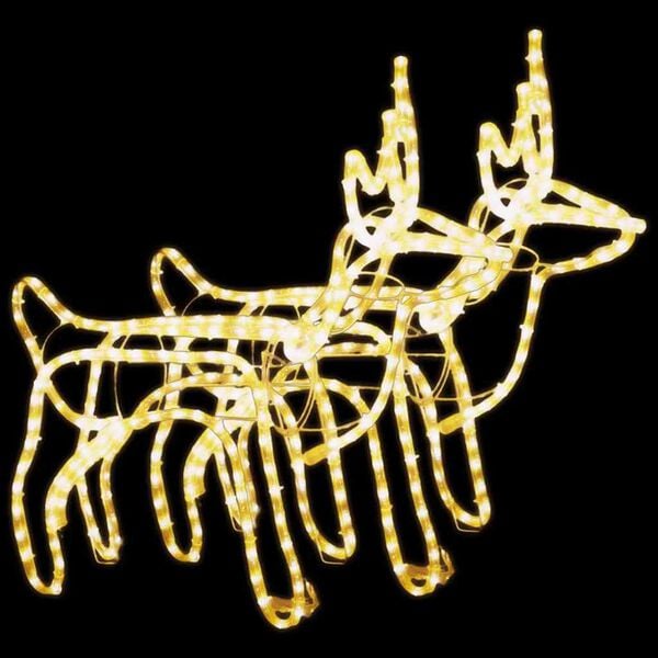 vidaXL Rennes de No&euml;l 2 pcs Blanc chaud 60x30x60 cm