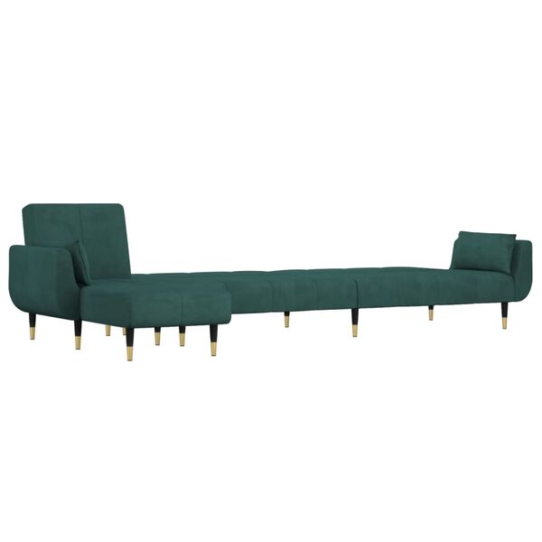 vidaXL Canap&eacute;-lit en forme de L vert fonc&eacute; 275x140x70 cm velours