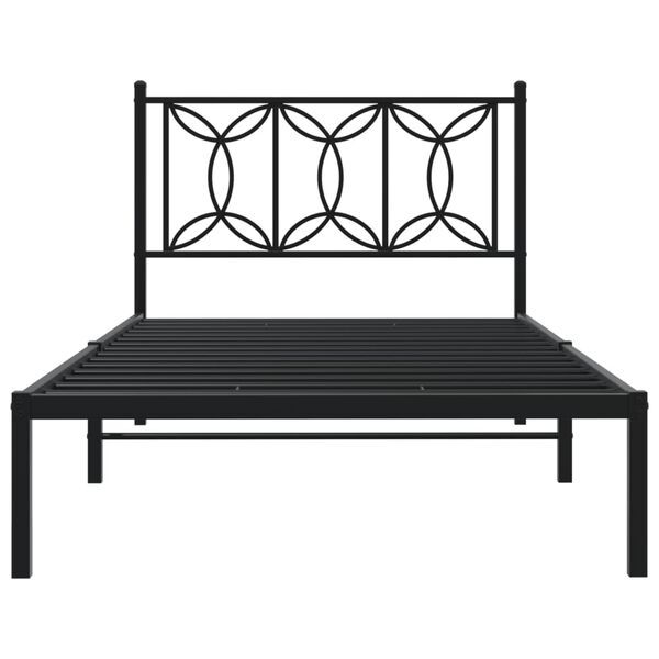 vidaXL Cadre de lit métal sans matelas avec tête de lit noir 107x203cm