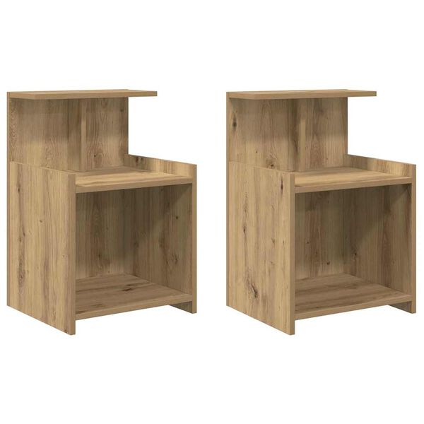 vidaXL Cabinet de chevet 2 pcs Ch&ecirc;ne artisanal 40 x 35 x 60 cm