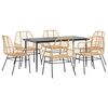 vidaXL Ensemble &agrave; manger jardin 7pcs marron poly rotin verre